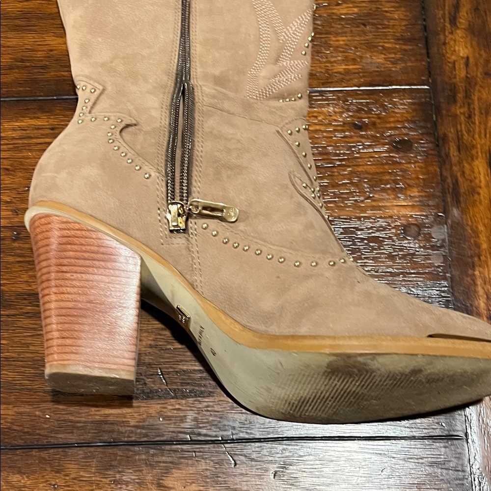 Tan Suede - leather  Embellished Women's Boots from Brazil size 9 - Picture 11 of 13